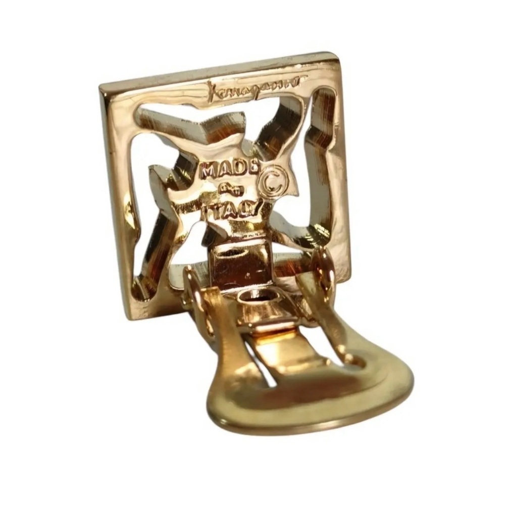 Salvatore Ferragamo High Heel Motif Gold Clip-On Earrings - Picture 4 of 7